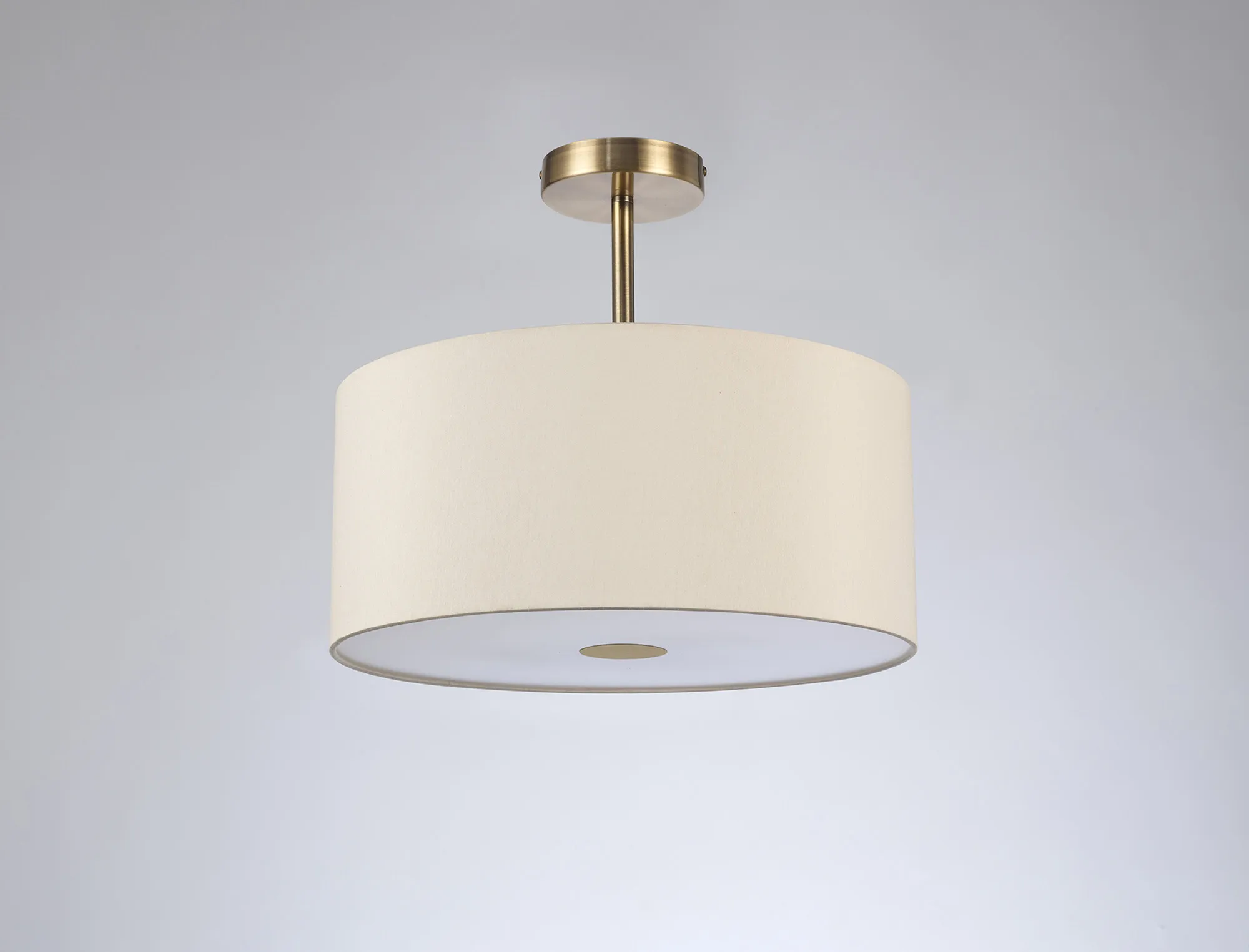 Baymont 40cm Semi Flush 3 Light Antique Brass, Ivory Pearl, Frosted Diffuser DK0375  Deco Baymont AB IV
